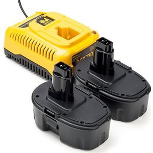 Startset: 2x DeWalt 18V XRP / DE9095 accu's + lader (18 V, 2.0 Ah, 123accu huismerk)