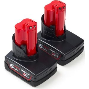 2-pack Milwaukee M12 B6 / 4932451395 accu's (12 V, 6.0 Ah, origineel)