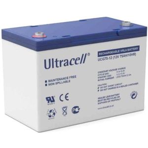 UltraCell UCG75-12 Deep Cycle Gel accu (12V, 75 Ah, T6 terminal)