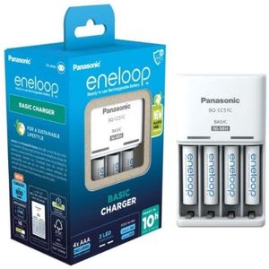 Panasonic Eneloop Oplaadbare AAA / HR03 Ni-Mh Batterij + Basic Charger (4 stuks)