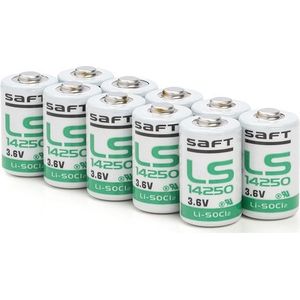 Aanbieding: 10 x Saft LS14250 / 1/2 AA batterij (3.6V, 1200 mAh, Li-SOCl2)