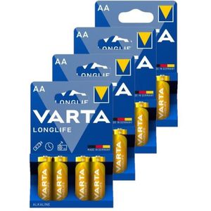 Varta Longlife AA / MN1500 / LR06 Alkaline Batterij 16 stuks