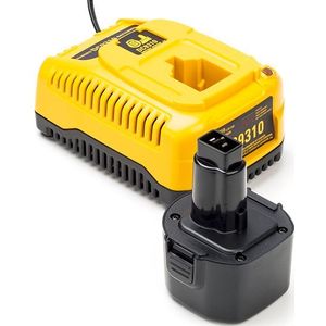 Aanbieding: 1x DeWalt DE9036 / 9.6V XR accu + Lader (9.6 V, 1.5 Ah, 123accu huismerk)