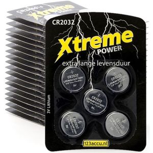 123accu Xtreme Power CR2032 3V Lithium knoopcel batterij 100 stuks
