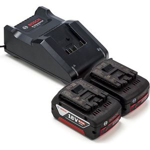 Starterset: 2x Bosch GBA 18V accu's + lader (18 V, 6.0 Ah, origineel)