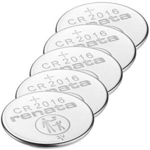 Renata CR2016 3V Lithium knoopcel batterij 5 stuks
