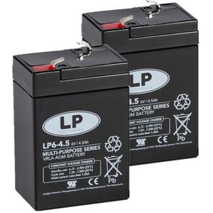 2 Stuks: Landport LP6-4.5 VRLA AGM Loodaccu's (6V, 4.5 Ah, T1 terminal)