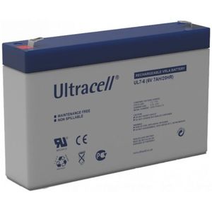 Ultracell UL7-6 VRLA AGM Loodaccu (6V, 7.0 Ah, T1 terminal)