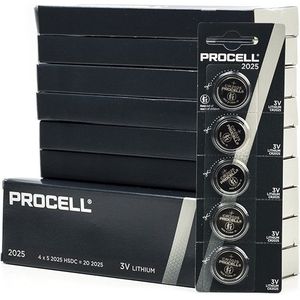 Aanbieding: Duracell Procell CR2025 Lithium knoopcel batterij (50 stuks)