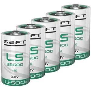 Aanbieding: 5 x Saft LS33600 / D batterij (3.6V, 17000 mAh, Li-SOCl2)