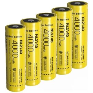 5 stuks Nitecore 21700 / NL2140 Li-ion batterijen (3.6V, 5A, 4000 mAh)