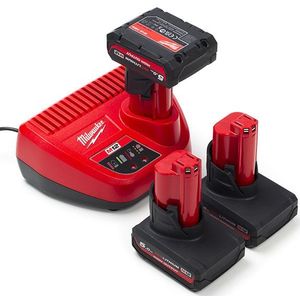 HNRG Pack: 3x Milwaukee M12 HB5 accu's + lader (12 V, 5.0 Ah, origineel)