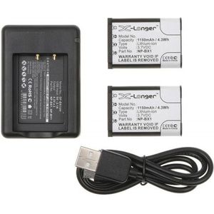 Sony BC-DCY / NP-BX1 accu's en USB-Lader (1150 mAh, 123accu huismerk)
