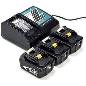 Startset: 3x Makita BL1840B / 18V LXT accu's + lader (18 V, 4.0 Ah, 123accu huismerk)