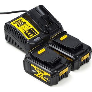 Startset: 2x DeWalt DCB182 XR accu's + lader (18 V, 4.0 Ah, origineel)