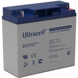 Ultracell UL18-12 VRLA AGM Loodaccu (12V, 18 Ah, T3 terminal)