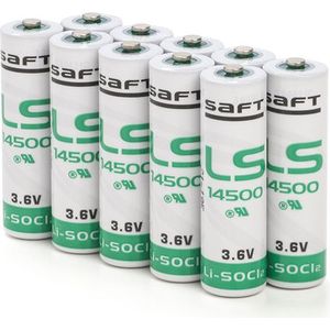 Aanbieding: 10 x Saft LS14500 / AA batterij (3.6V, 2600 mAh, Li-SOCl2)