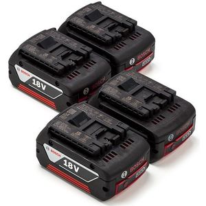 Starterset: 4x Bosch GBA 18V / 1600Z00038 accu's (18 V, 4.0 Ah, origineel)