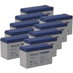 10 Stuks: Ultracell UL7-12 VRLA AGM Loodaccu's (12V, 7.0 Ah, T1 terminal)