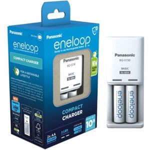 Panasonic Eneloop Oplaadbare AA / HR06 Batterij + Basic Charger (2 stuks, 2000 mAh)