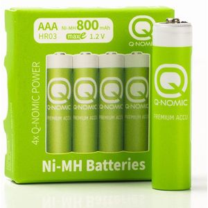 Q-Nomic Oplaadbare AAA / HR03 Ni-Mh batterijen (4 stuks, 800 mAh)