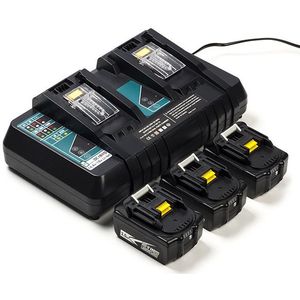 Startset: 3x Makita BL1830B / 18V LXT accu + duolader (18 V, 3.0 Ah, 123accu huismerk)