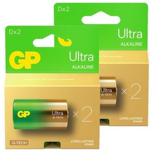 GP Ultra G-Tech LR20 / D Alkaline Batterij 4 stuks