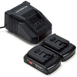 Starterset: 2x Bosch GBA 18V / 1600Z00036 accu's + lader (18 V, 2.0 Ah, 123accu huismerk)