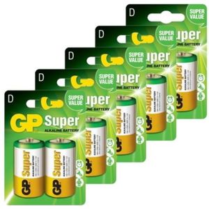 GP Super LR20 / D Alkaline Batterij 10 stuks