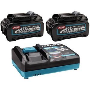 Startset: 2 stuks Makita BL4025 XGT / 40V Max / 191B36-3 accu's + DC40RA snellader (40 V, 2.5 Ah, origineel)