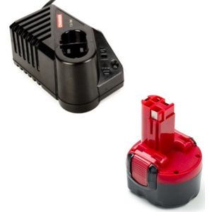 Startset: Bosch BAT048 accu + lader (9.6 V, 1.5 Ah, 123accu huismerk)