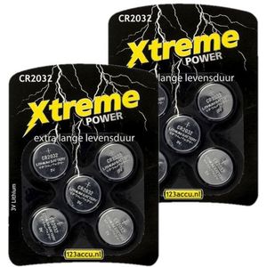123accu Xtreme Power CR2032 3V Lithium knoopcel batterij 10 stuks