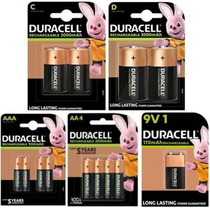 Duracell Oplaadbare AA / AAA / C / D en 9V Ni-Mh Batterijen Multipack