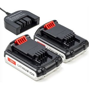 Startset: 2x Black & Decker BL1518-XJ / BL1518 accu's + lader (20 V, 2.0 Ah, 123accu huismerk)