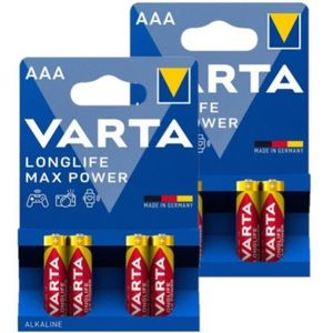Varta Longlife Max Power AAA / MN2400 / LR03 Alkaline Batterij 8 stuks