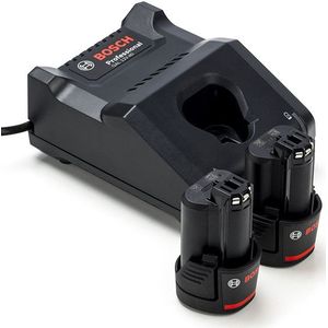 Starterset: 2x Bosch GBA 12V accu's + lader (12V, 3.0 Ah, origineel)