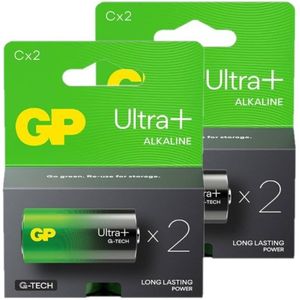 GP Ultra+ G-Tech LR14 / C Alkaline Batterij 4 stuks