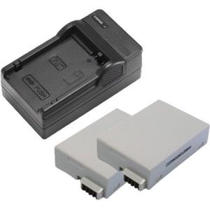 2 stuks: Canon LP-E8 / 4515B002 accu's + lader (7.4 V, 1120 mAh, 123accu huismerk)