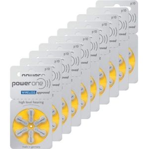 PowerOne 10 / PR70 / Geel gehoorapparaat batterij 60 stuks