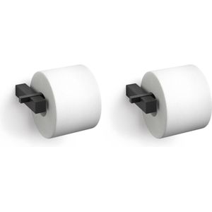 ZACK Carvo toiletrolhouder 16,5x10x2,6cm set van 2 stuks zwart