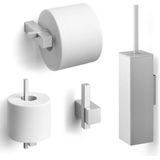 ZACK Carvo Toilet accesoires set 4-in-1 vierkant geborsteld RVS