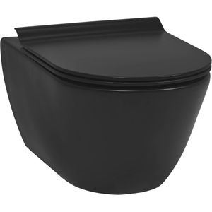 Ben Segno hangtoilet met Free flush en Xtra glaze+ incl. slimseat toiletbril mat zwart