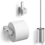 ZACK Carvo Toilet accesoires set 3-in-1 rond geborsteld RVS