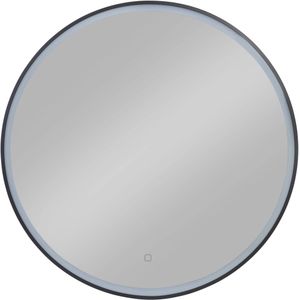 Saqu Forma ronde spiegel met LED verlichting en anti-condens Ø80cm mat zwart