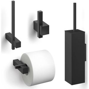 ZACK Carvo Toilet accesoires set 4-in-1 vierkant zwart