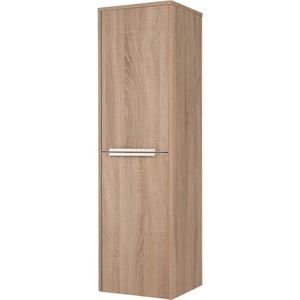 Saqu Salto halfhoge kast met chromen greep 35x32x120 cm Bardolino Eiken