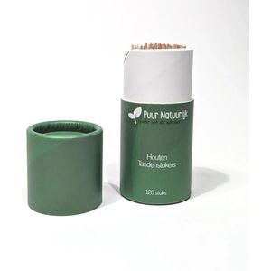 Houten tandenstokers | 120 stuks in kartonnen koker  120 stuks Puur Natuurlijk