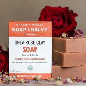 Shea Rose Clay Soap 160 gram Chagrin Valley Soap & Salve | Natuurlijke Zeep | Handgemaakte Zeep | Zepen | Douchezeep | Stuk Zeep | Gezichtszeep Chagrin Valley