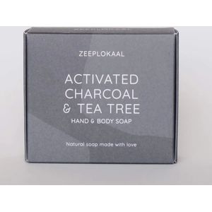 Zwarte Actieve Kool & Tea Tree Zeep  130 gram Zeeplokaal
