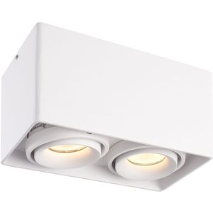 Dimbare LED opbouw plafondspot Esto Wit 2 lichts kantelbaar incl. 2x GU10 spot 5W 2700K